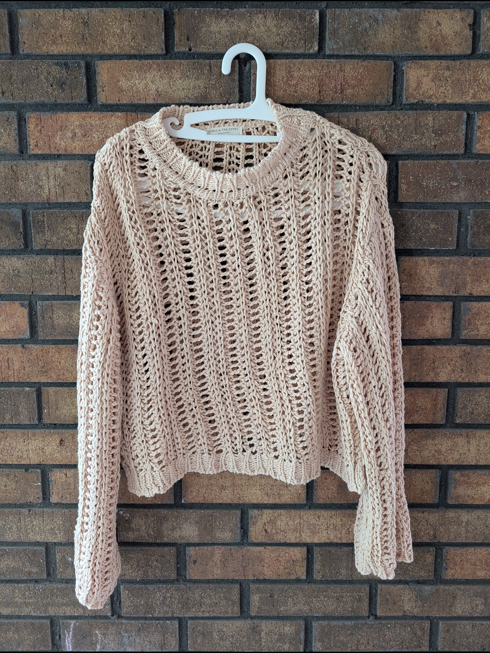 Spell Open-Knit Cream Crochet Sweater